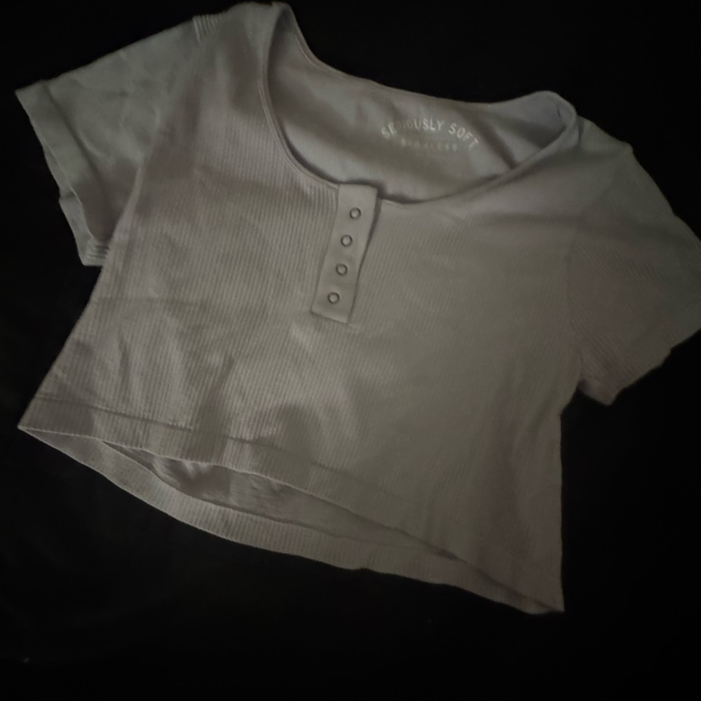 AERO Gray Ribbed Crop Top